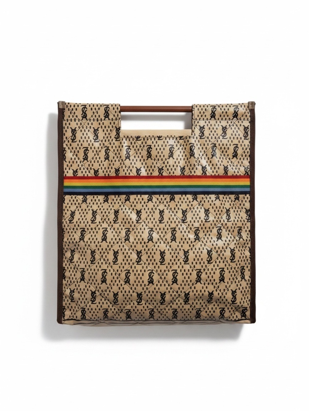 Vintage Stylish Tan YSL logo Shopper